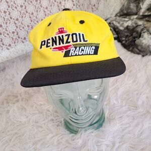 vintage 90s k products Pennzoil racing embroidered yellow baseball cap hat